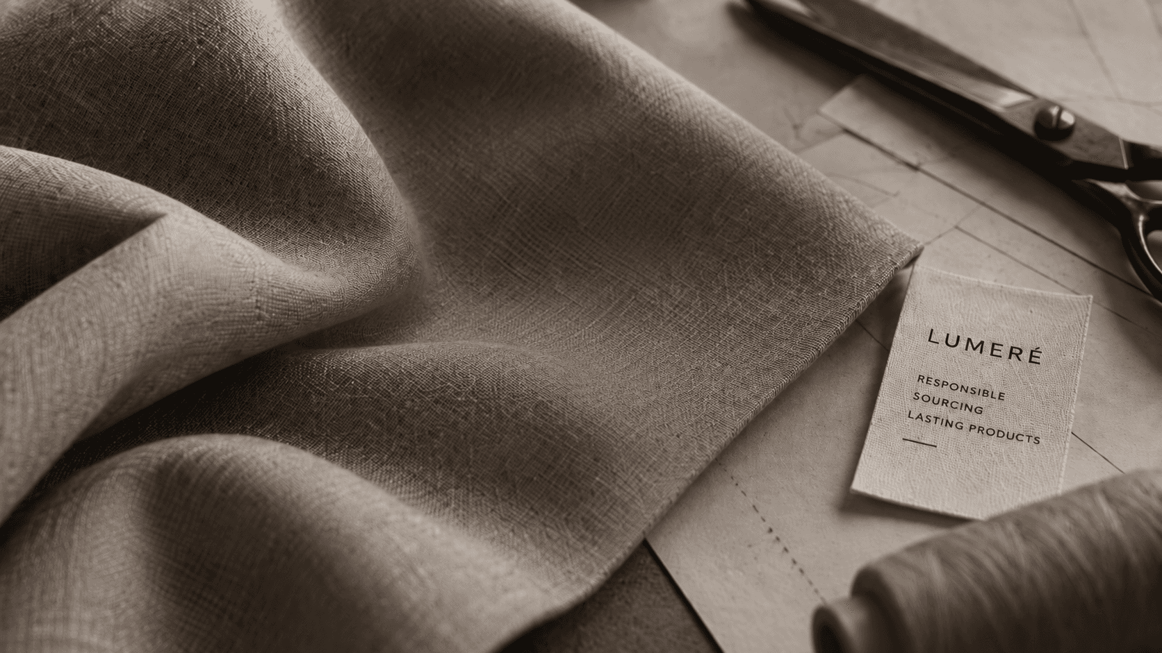 Neutral fabric and a LUMERÉ responsible sourcing label